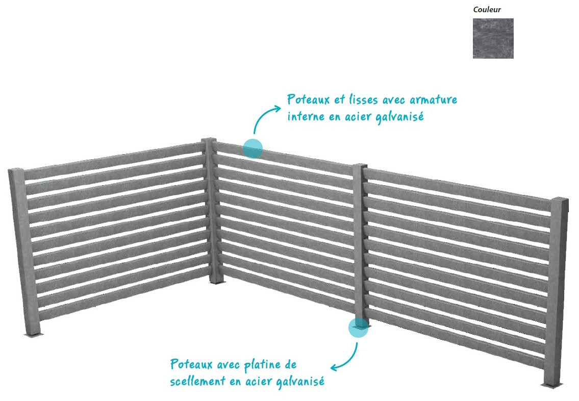 Cache-conteneur Cèdre (photo non contractuelle : 8 lames au lieu de 11 comme représenté)